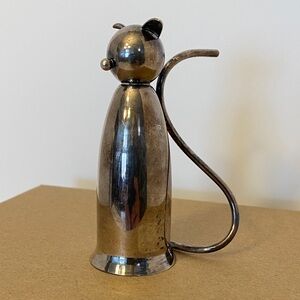 Vintage Napier Cat Shaped Shot Glass 1 oz MCM Silver Plated